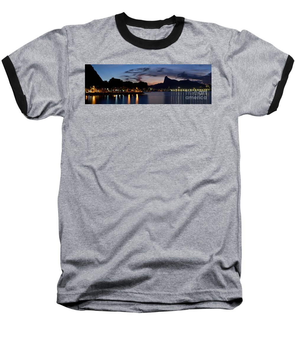 Dusk Baseball T-Shirt featuring the photograph Rio skyline from Urca by Carlos Alkmin