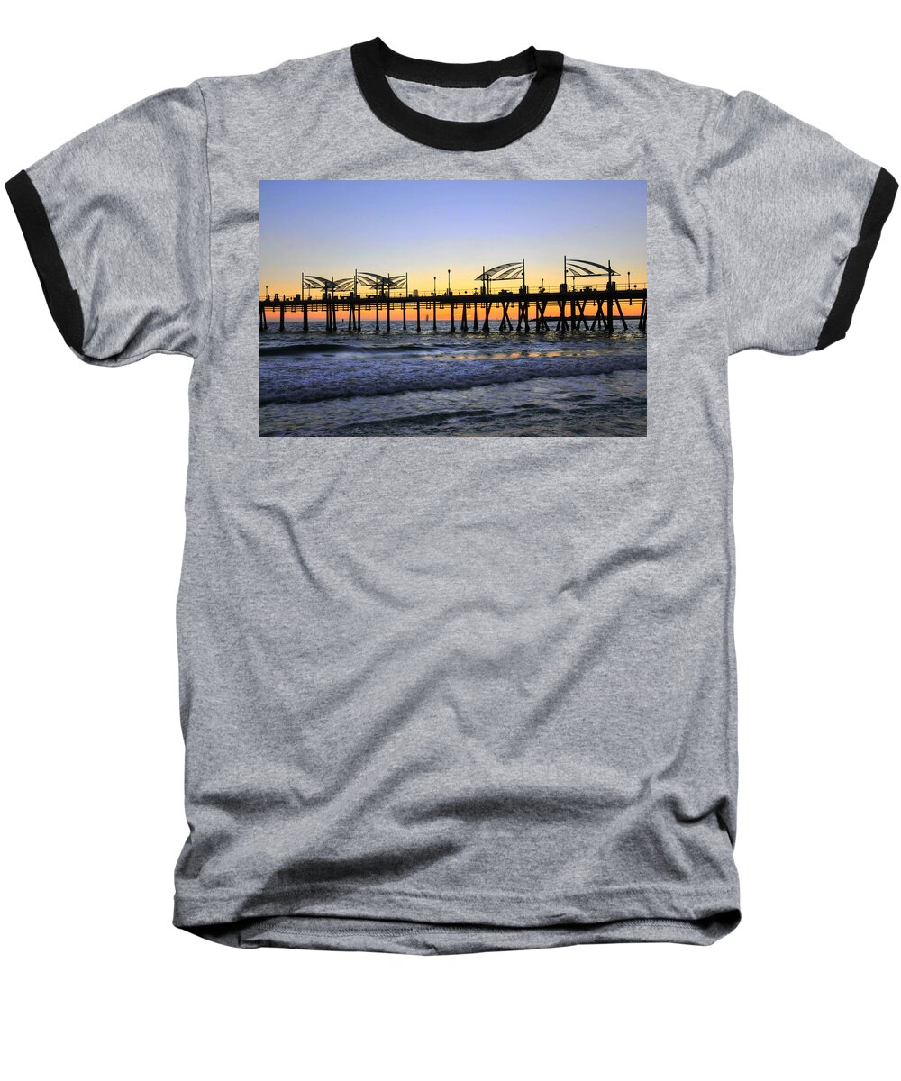 Redondo Beach Pier Baseball T-Shirt featuring the photograph Sail Walk by Richard Omura