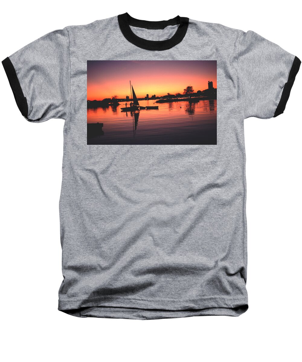 Pleasure Baseball T-Shirt featuring the photograph Sailing End of the Day BackBay Boston by Tom Wurl