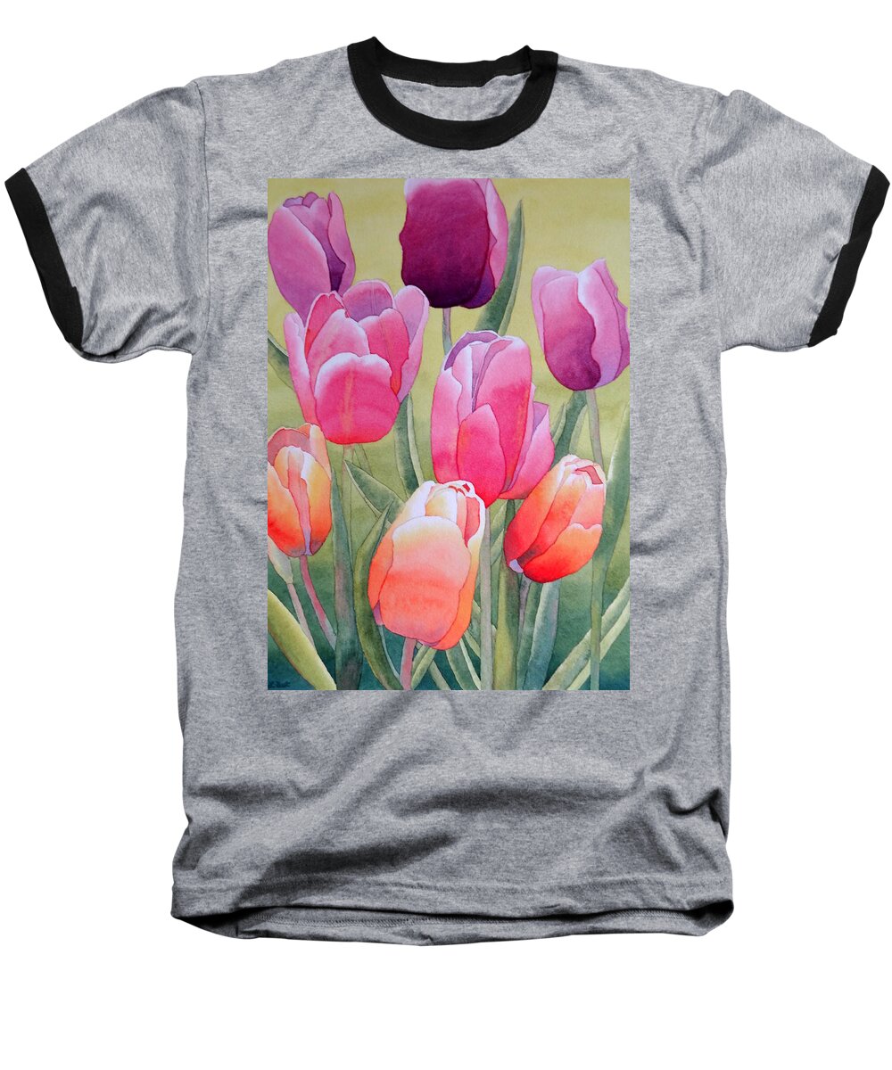 Tulips Baseball T-Shirt featuring the painting Spring by Laurel Best