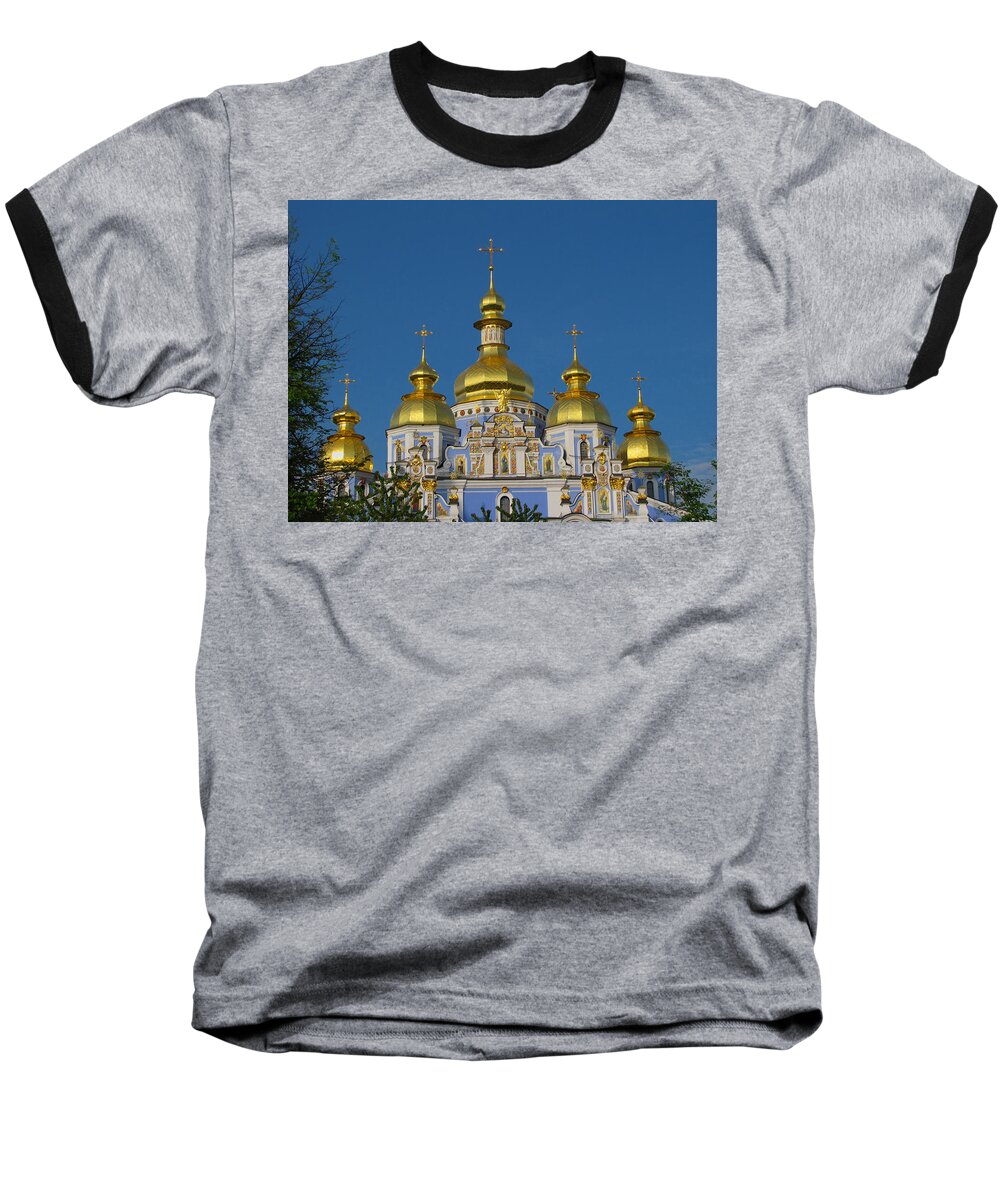Kiev Baseball T-Shirt featuring the photograph St. Michael's Cathedral by David Gleeson