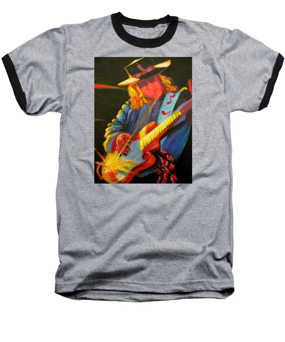 Stevie Ray Vaughn Baseball T-Shirt featuring the painting Stevie Ray Vaughn by Jeanette Jarmon
