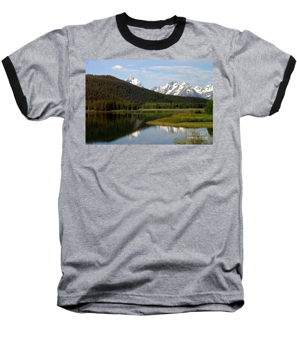 Grand Tetons Baseball T-Shirt featuring the photograph Still Waters by Living Color Photography Lorraine Lynch