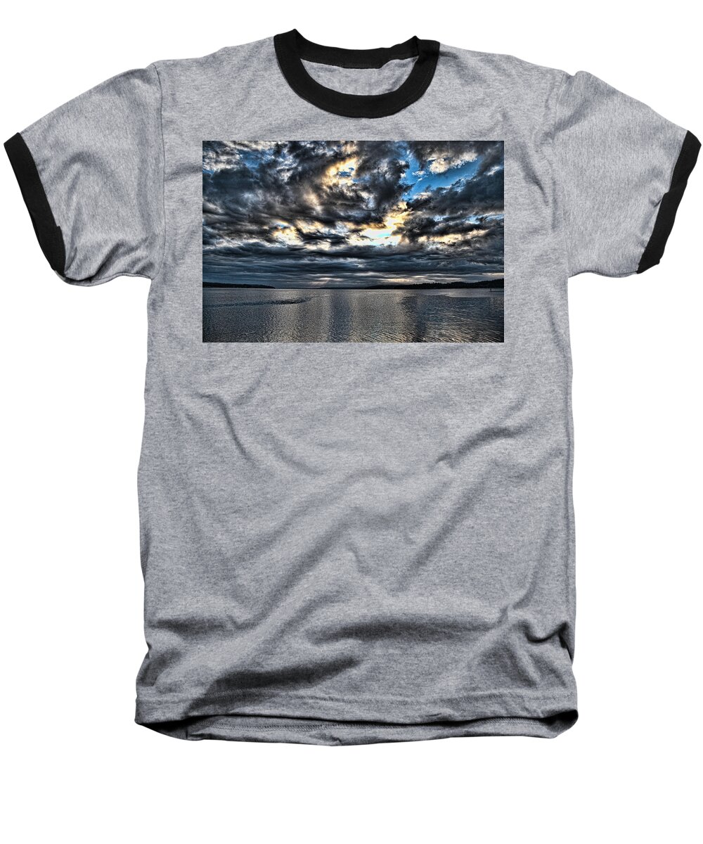 Clouds Baseball T-Shirt featuring the photograph Stormy Morning by Ron Roberts