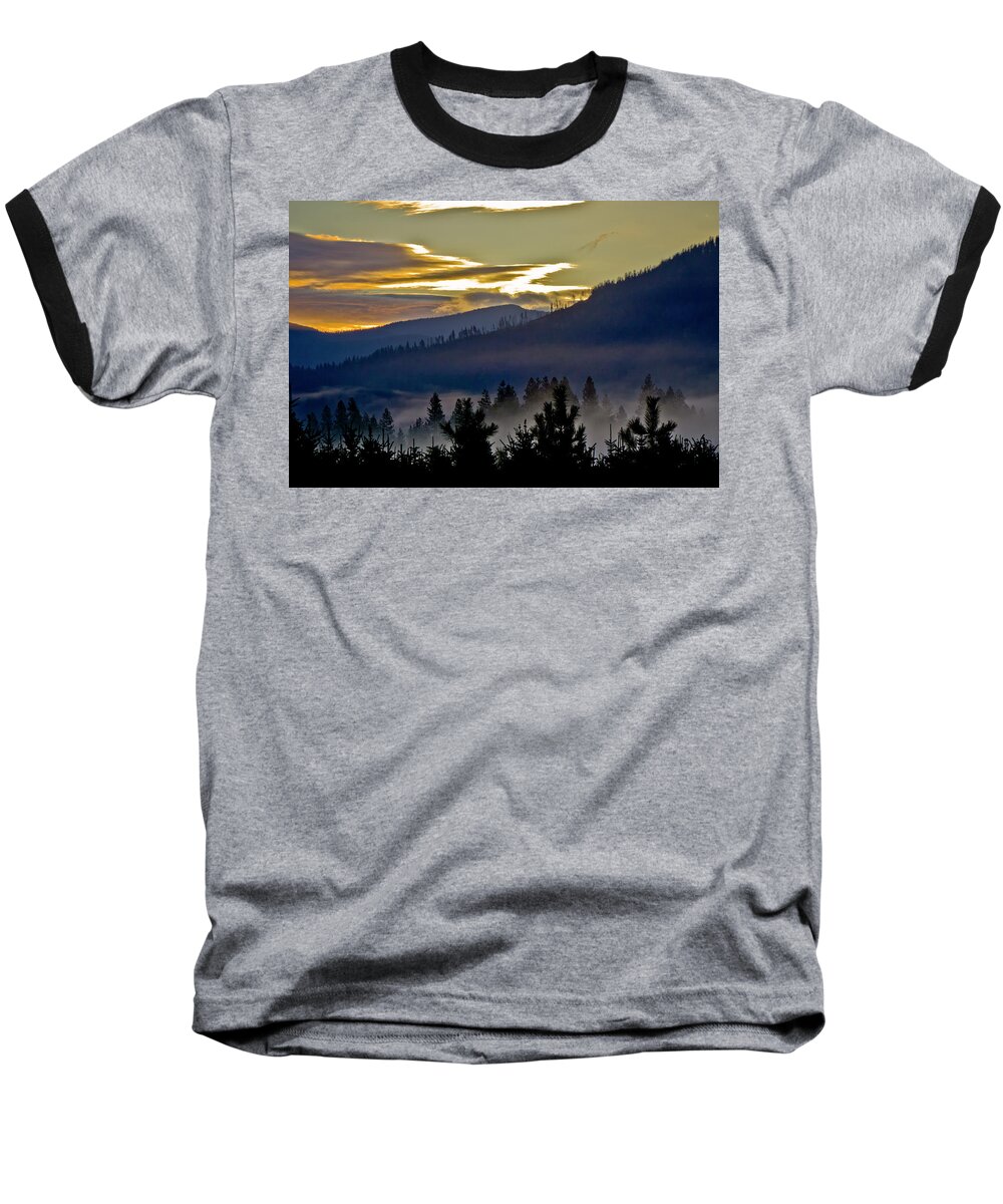 Cabinet Mtns Baseball T-Shirt featuring the photograph Sunrise and Valley Fog by Albert Seger