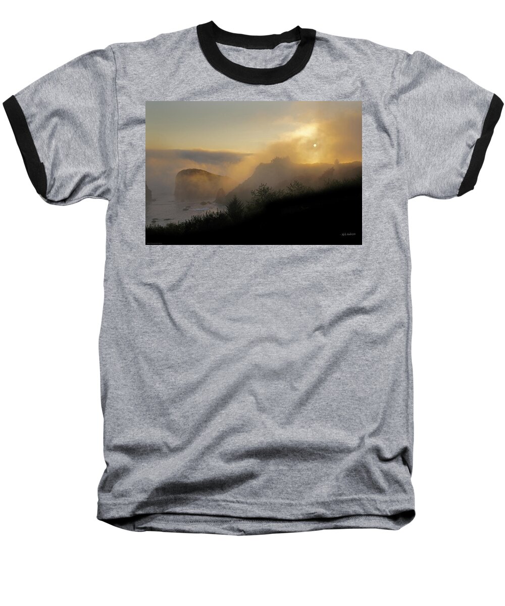 Sunset Baseball T-Shirt featuring the photograph Sunset at Harris Beach by Mick Anderson