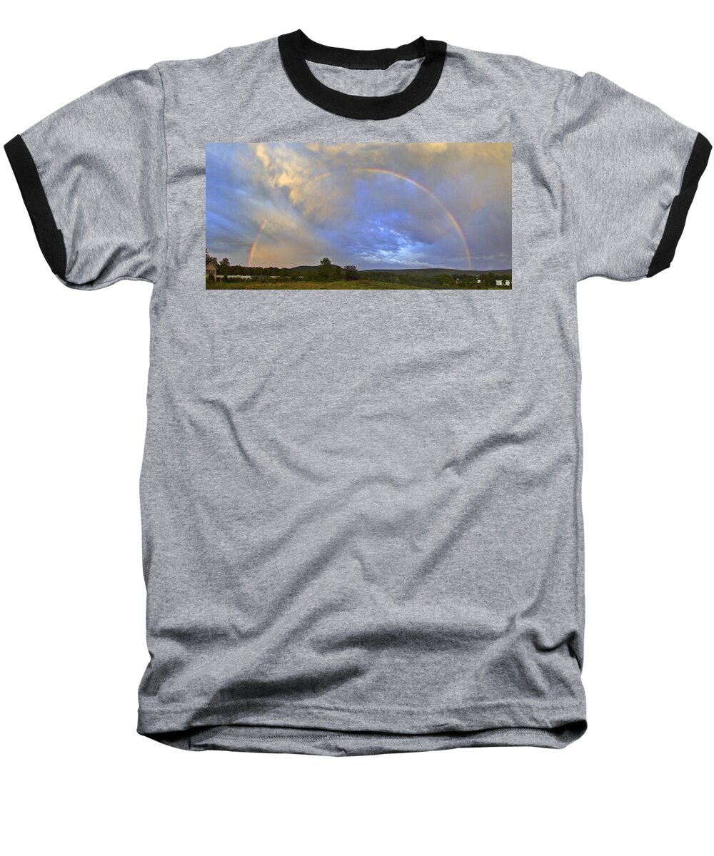 Panoramic Baseball T-Shirt featuring the photograph Sunset Rainbow by S Paul Sahm