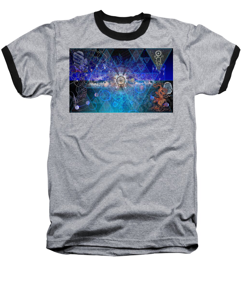 Elision Baseball T-Shirt featuring the digital art Synesthetic Dreamscape by Kenneth Armand Johnson