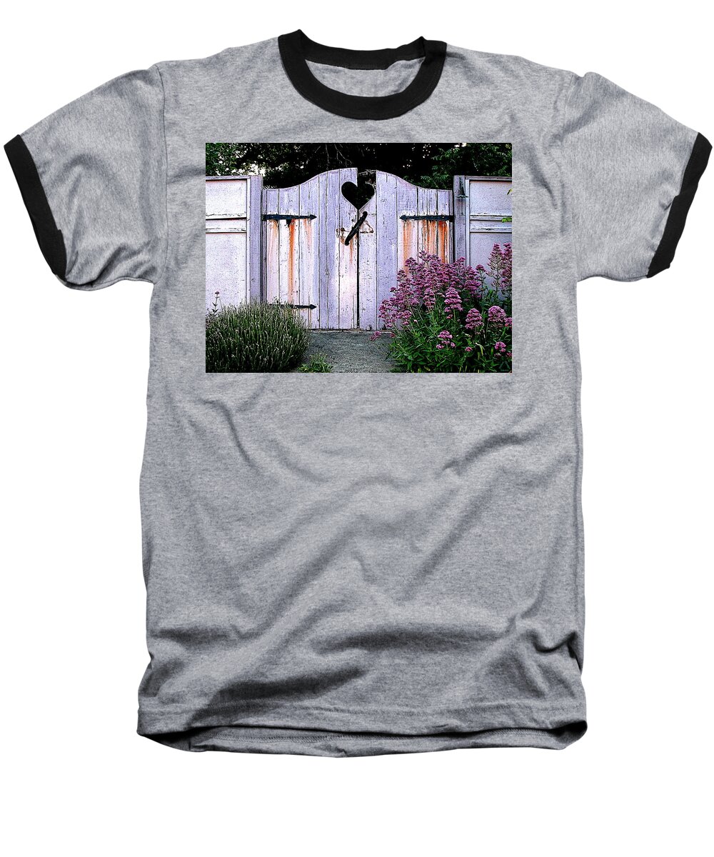 Fence Baseball T-Shirt featuring the digital art The Heart, like an old gate needs Care and Attention by Ben Freeman