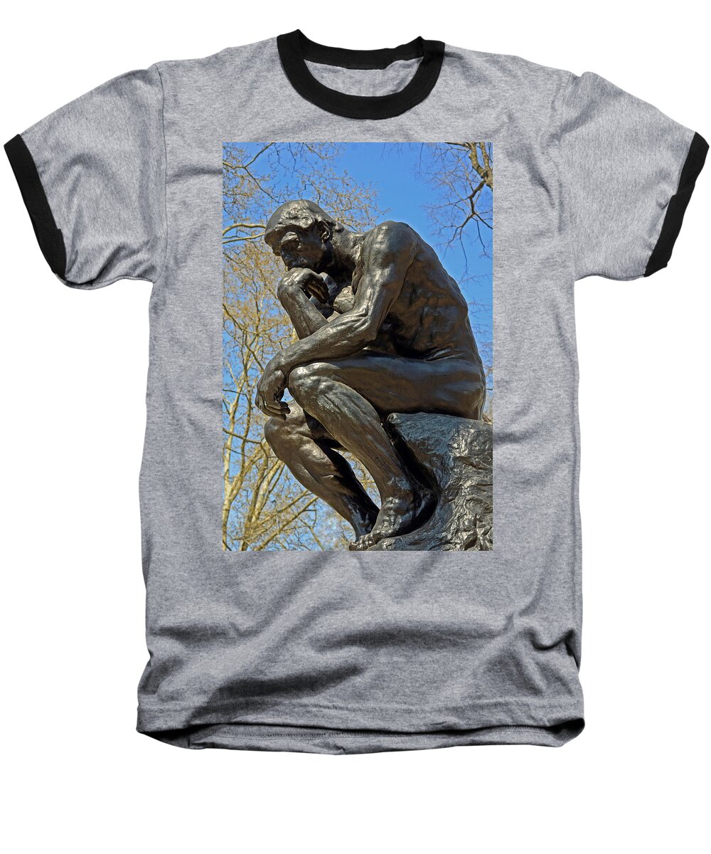 The Thinker By Rodin Baseball T-Shirt featuring the photograph The Thinker by Rodin by Lisa Phillips