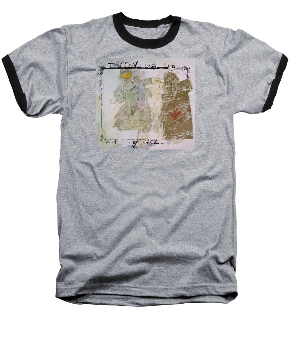 Abstract Painting Baseball T-Shirt featuring the painting Throwing Stones at My World by Cliff Spohn