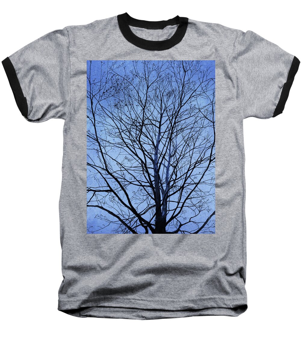 Tree Baseball T-Shirt featuring the painting Tree in Winter by Andrew King