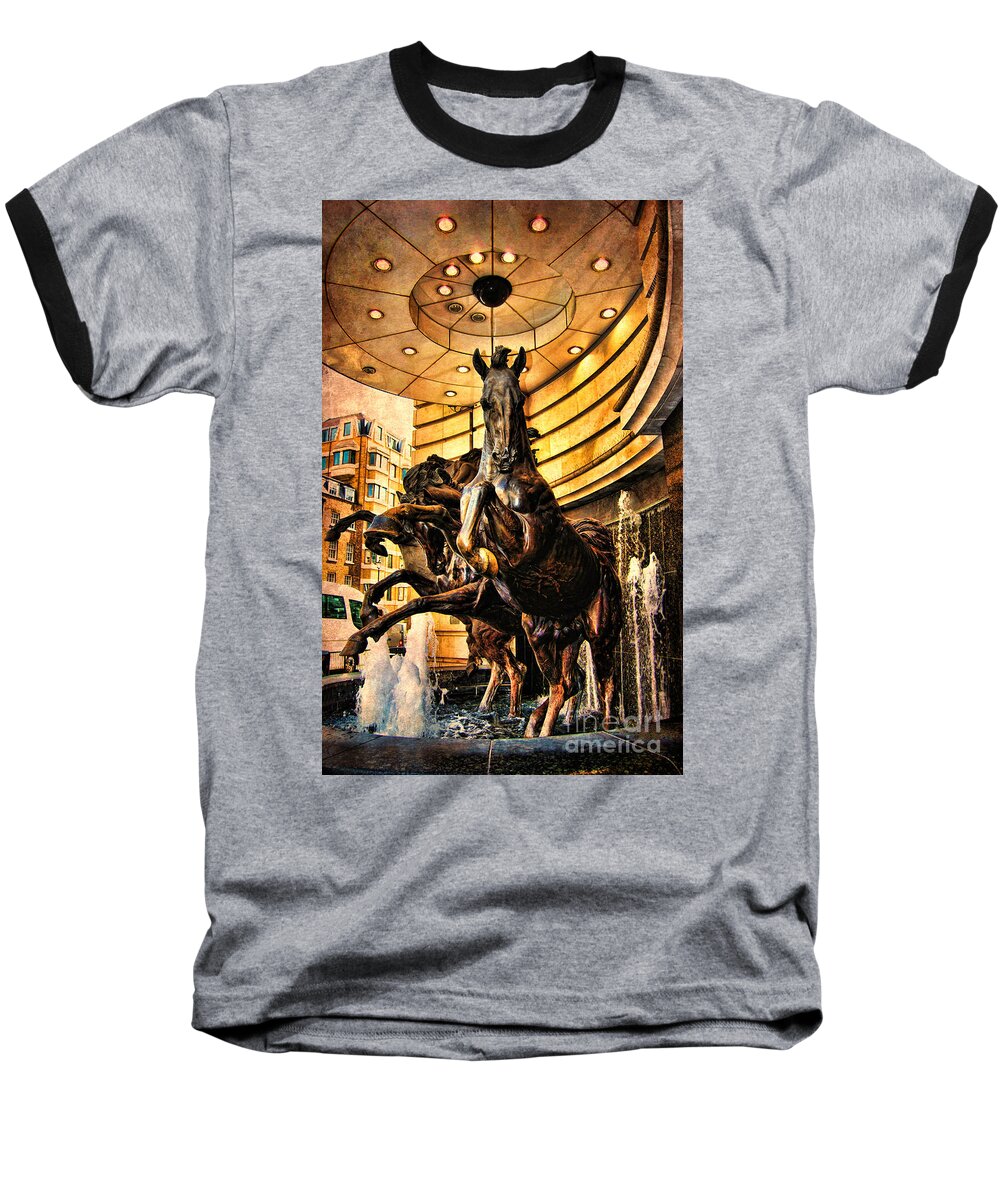 Yhun Suarez Baseball T-Shirt featuring the photograph Trocadero Horses by Yhun Suarez
