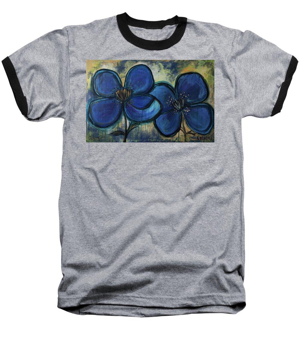 Poppies Baseball T-Shirt featuring the painting Two Blue Poppies by Laurie Maves ART