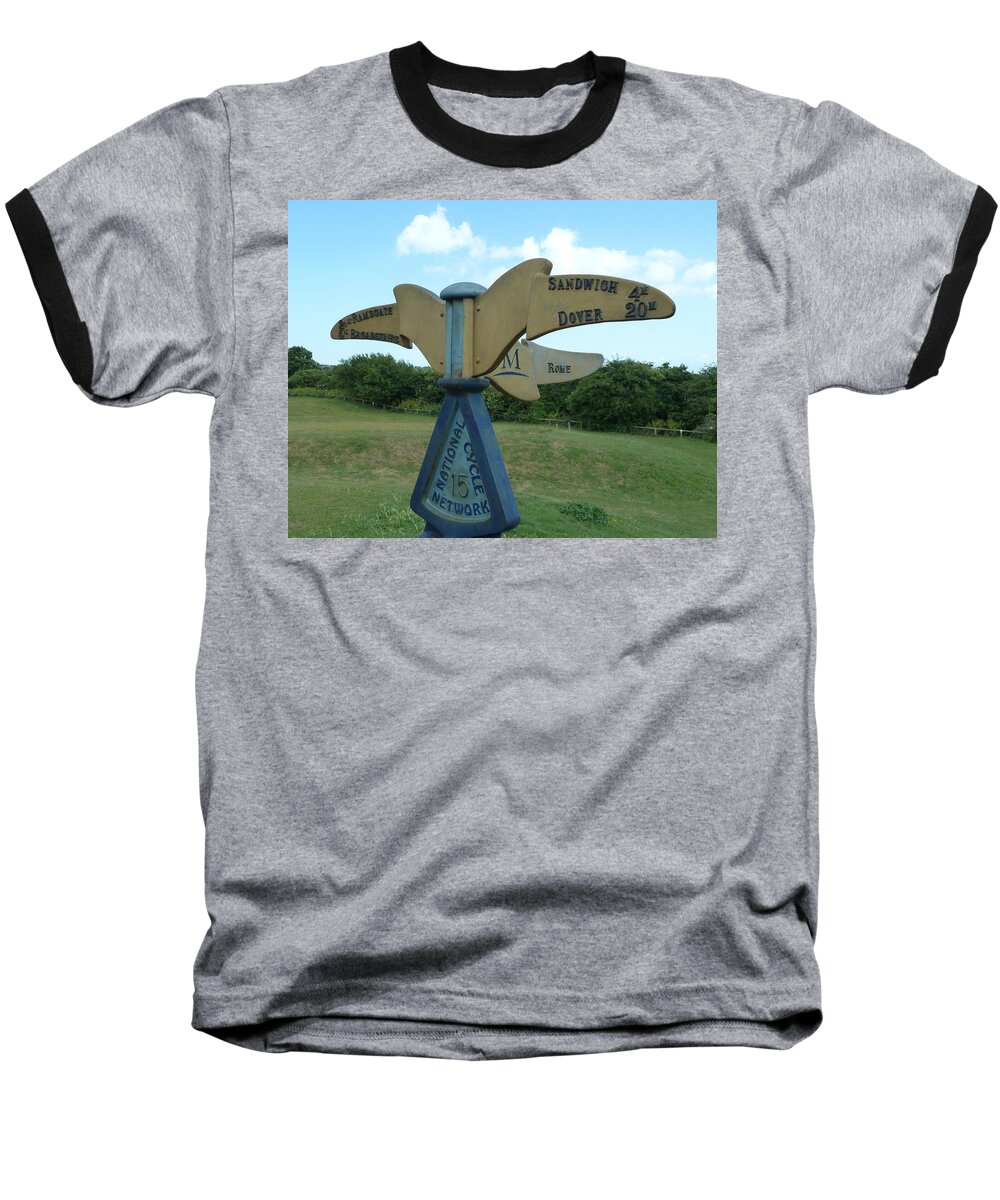 Sign Baseball T-Shirt featuring the photograph Viking Coastal Trail from Sandwich to Reculver by Steve Taylor