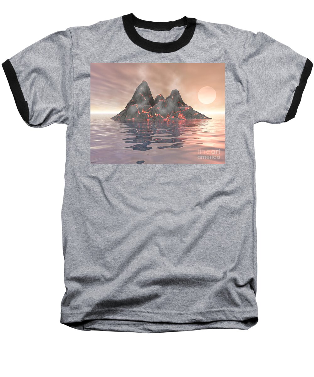 Volcano Baseball T-Shirt featuring the digital art Volcano Island by Phil Perkins