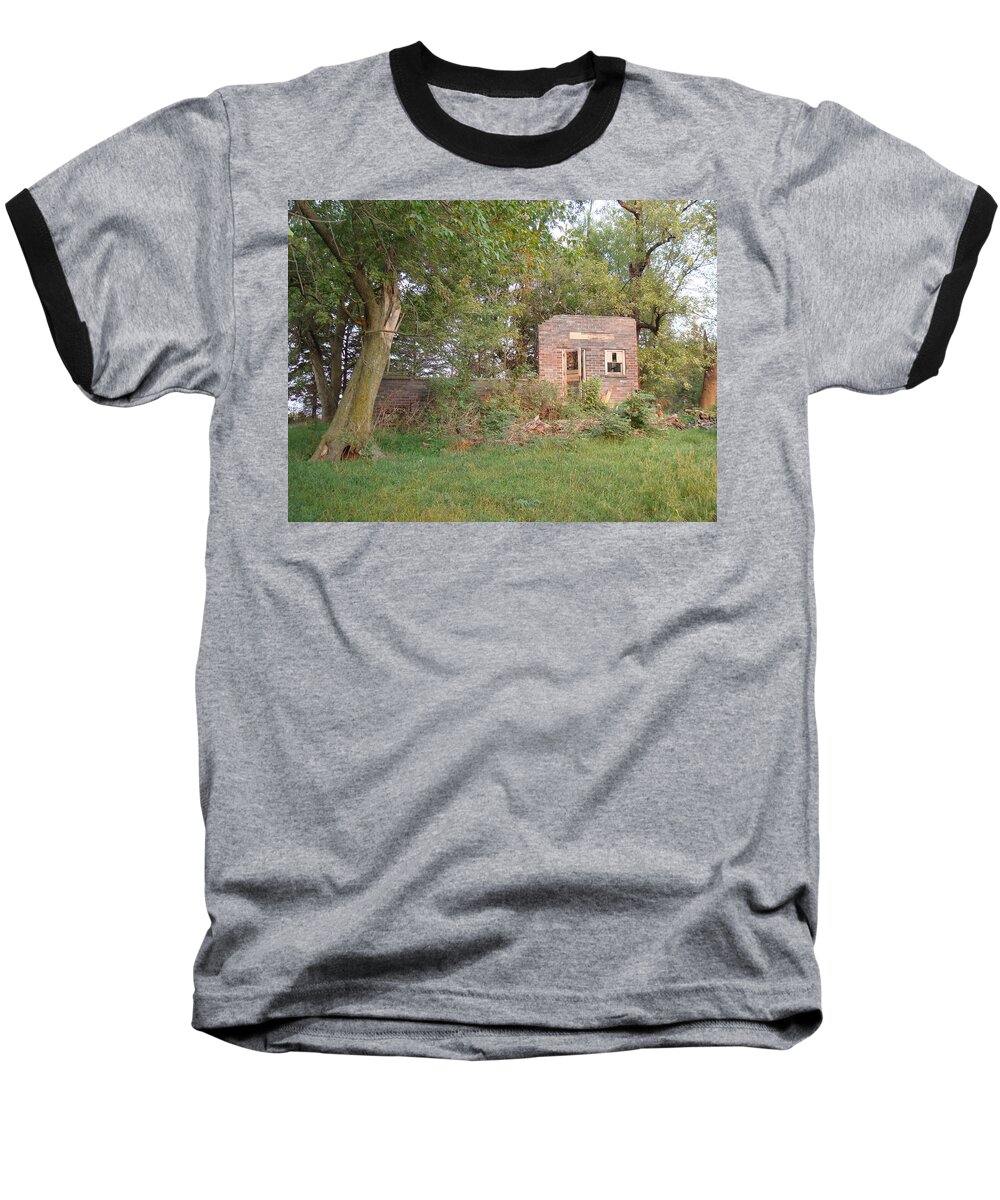 Country School Baseball T-Shirt featuring the photograph Walnut Grove School Ruins by Bonfire Photography