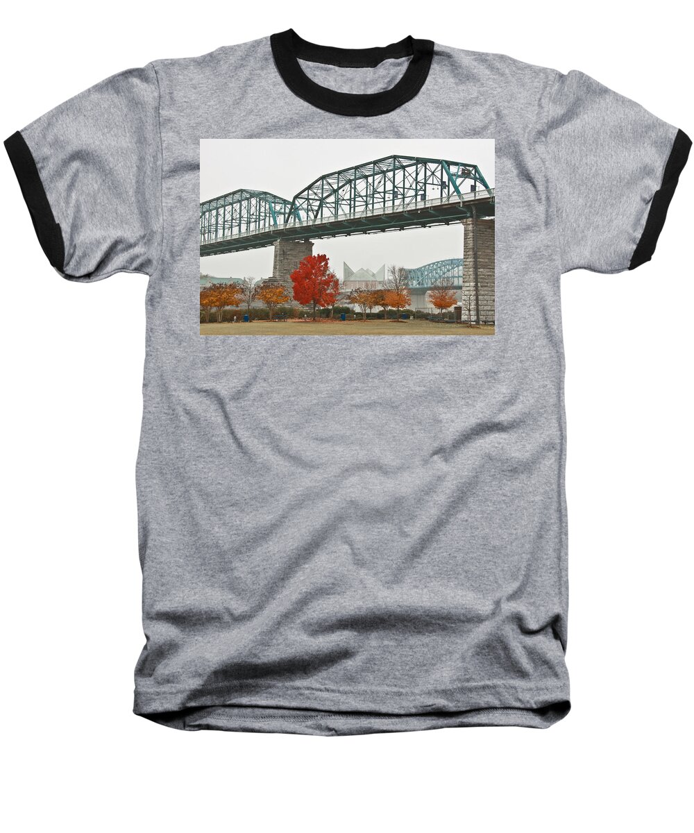 Walnut Street Bridge Baseball T-Shirt featuring the photograph Walnut Street Bridge by Tom and Pat Cory