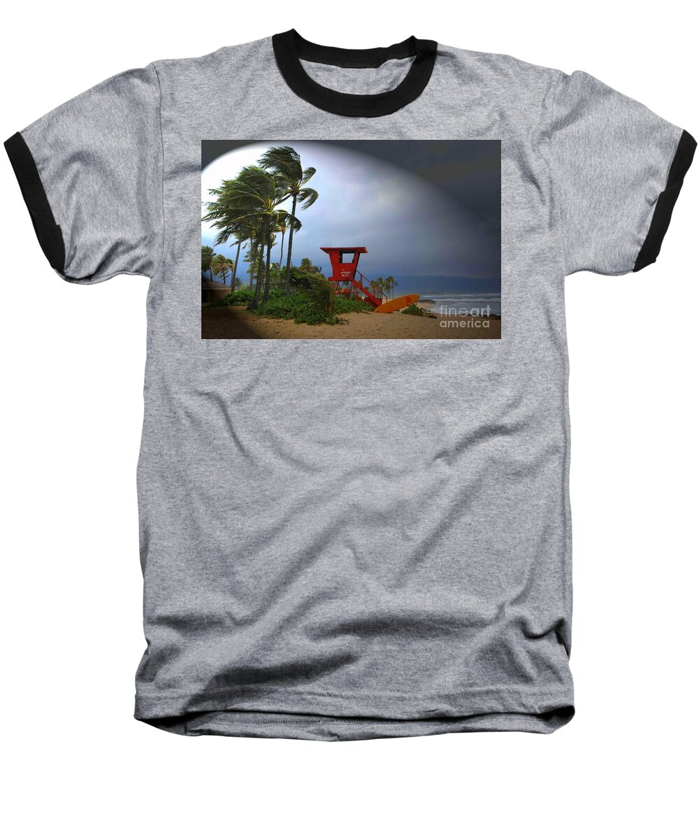 Hawaii Baseball T-Shirt featuring the photograph Windy Day in Haleiwa by Mark Gilman