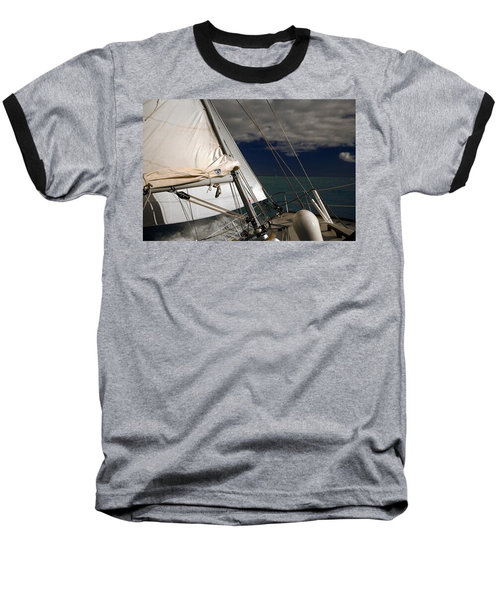 Sailboat Heeling Baseball T-Shirt featuring the photograph Windy Day by Sally Weigand