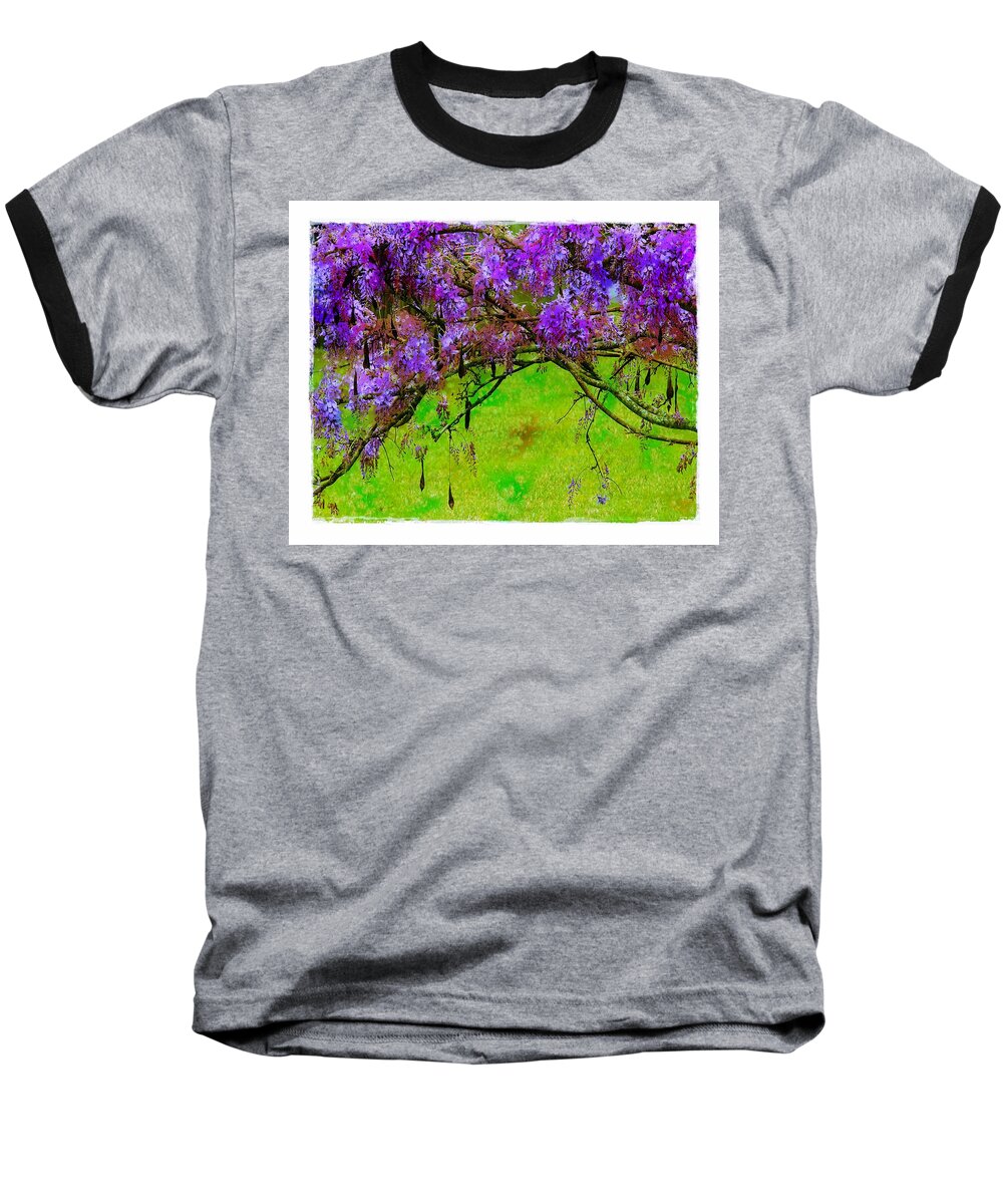 Wisteria Baseball T-Shirt featuring the photograph Wisteria Bower by Judi Bagwell
