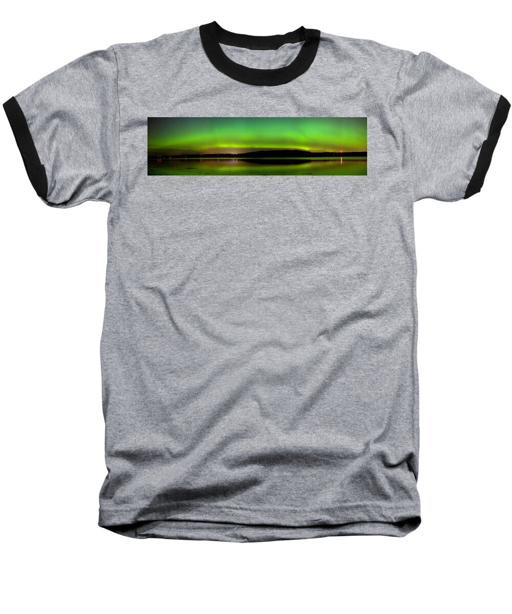 Aurora Borealis Baseball T-Shirt featuring the photograph Aurora Over The Beauly Firth by Gavin Macrae