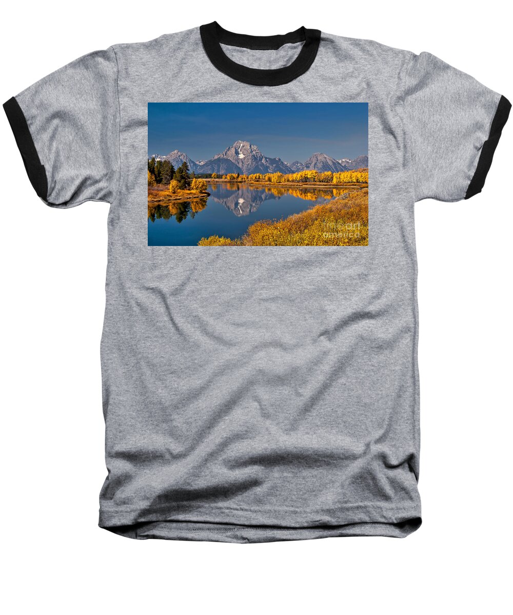 Oxbow Bend Baseball T-Shirt featuring the photograph Fall Colors at Oxbow Bend in Grand Teton National Park by Sam Antonio