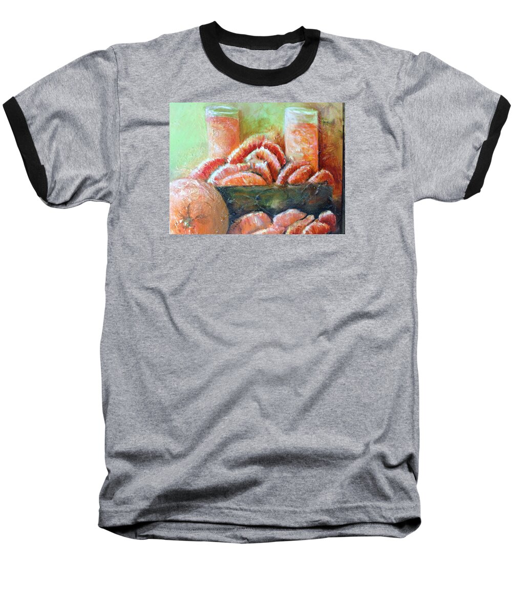 Still Life Baseball T-Shirt featuring the painting Mandarin oranges by Chuck Gebhardt