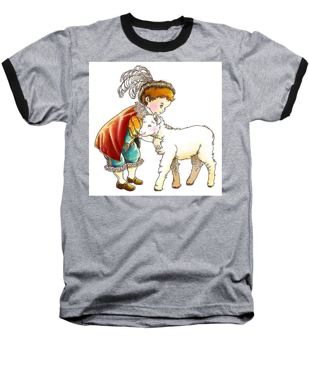 Robin Hood Baseball T-Shirt featuring the painting Prince Richard and his new friend by Reynold Jay