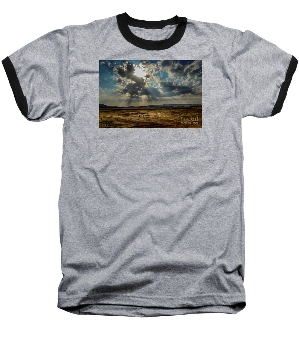 Sunrise Baseball T-Shirt featuring the photograph Stormy Light rays by Arik Baltinester