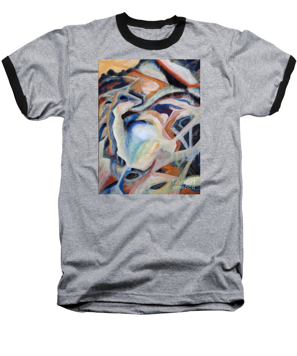 Abstract Baseball T-Shirt featuring the painting 01317 Process by AnneKarin Glass