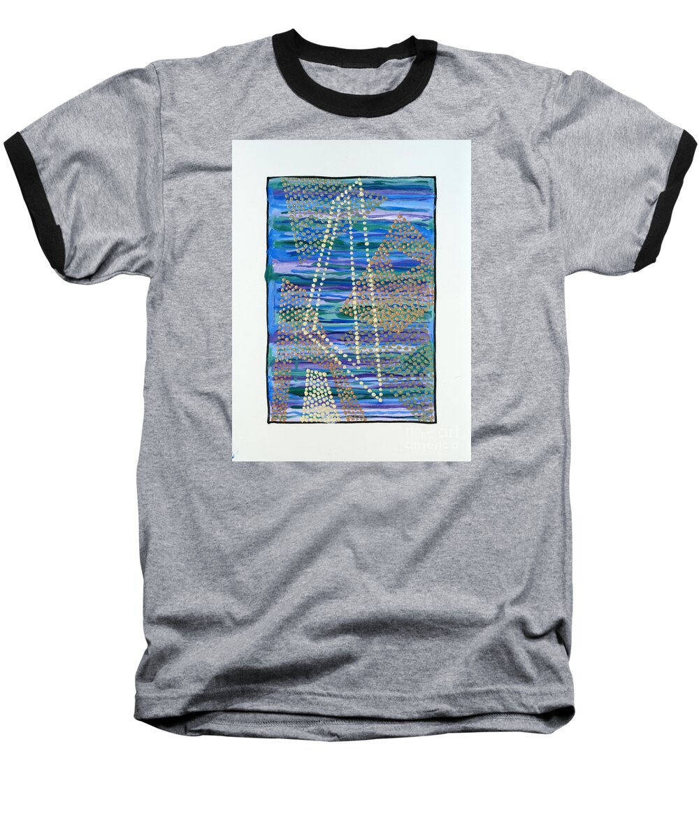 Abstract Baseball T-Shirt featuring the painting 01330 Lean by AnneKarin Glass