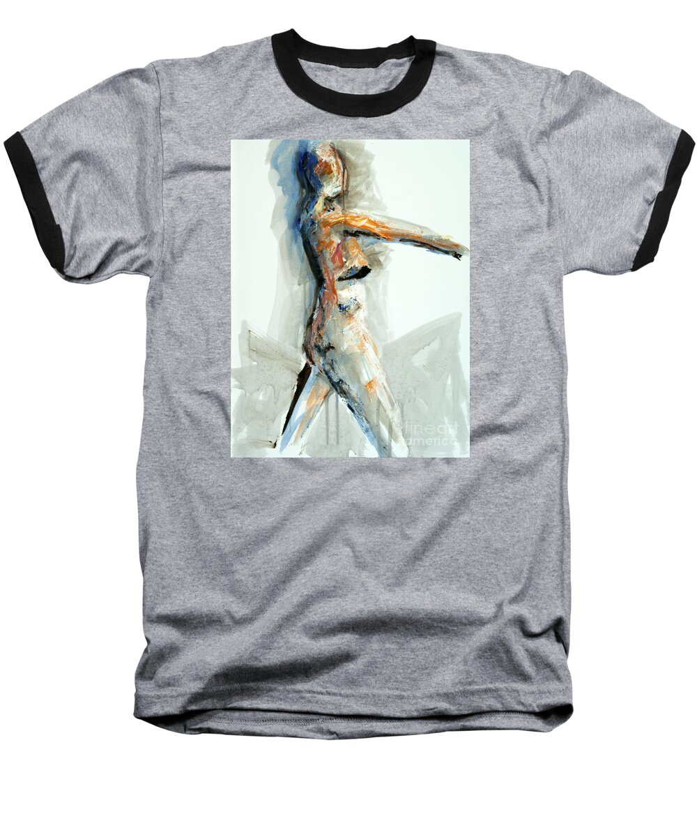 Gesture Baseball T-Shirt featuring the painting 04951 Onward by AnneKarin Glass