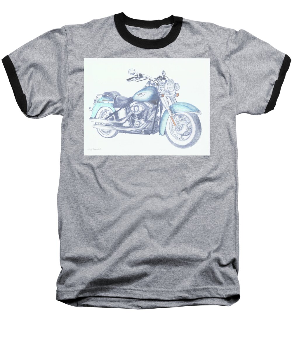 Motorcycle Baseball T-Shirt featuring the drawing 2015 Softail by Terry Frederick