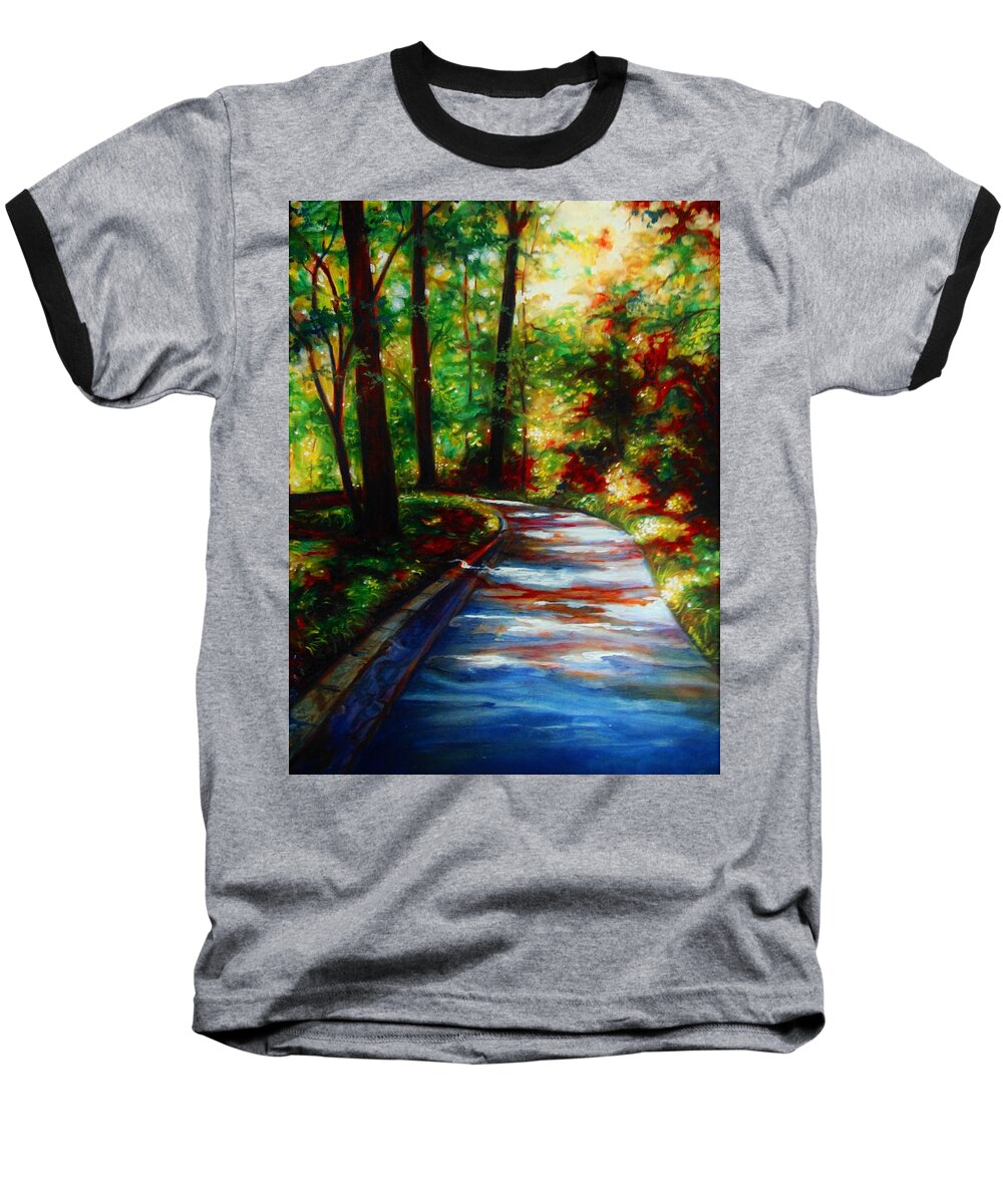 Landscape Baseball T-Shirt featuring the painting A Morning Walk #2 by Emery Franklin
