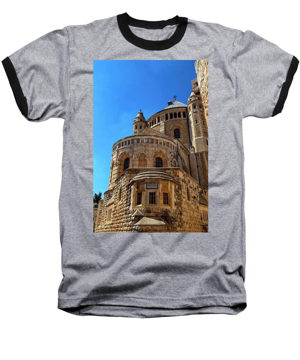 Zion Baseball T-Shirt featuring the photograph Abbey of the Dormition, Jerusalem, Israel #1 by Elenarts - Elena Duvernay photo