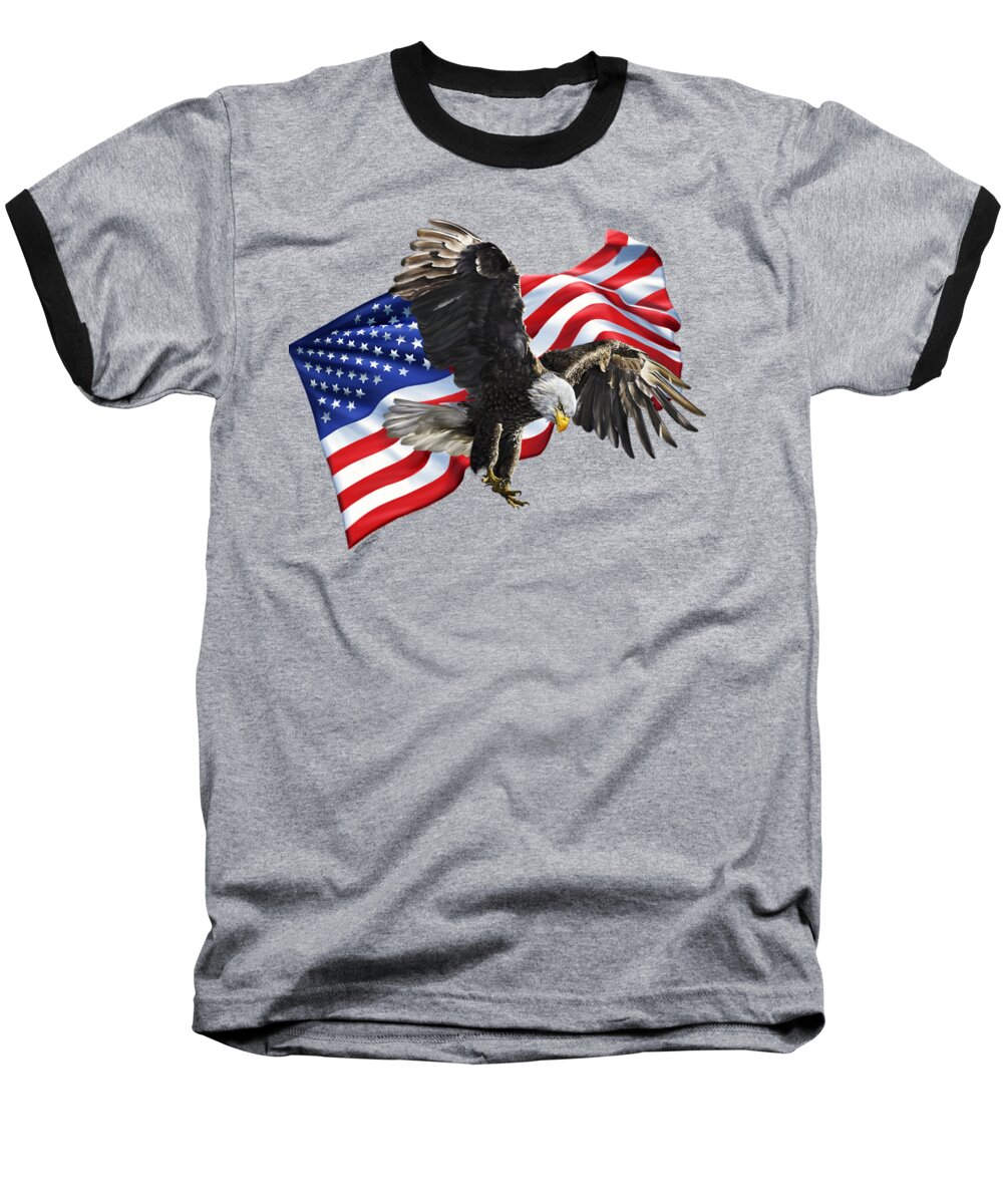 America Baseball T-Shirt featuring the digital art America #1 by Owen Bell