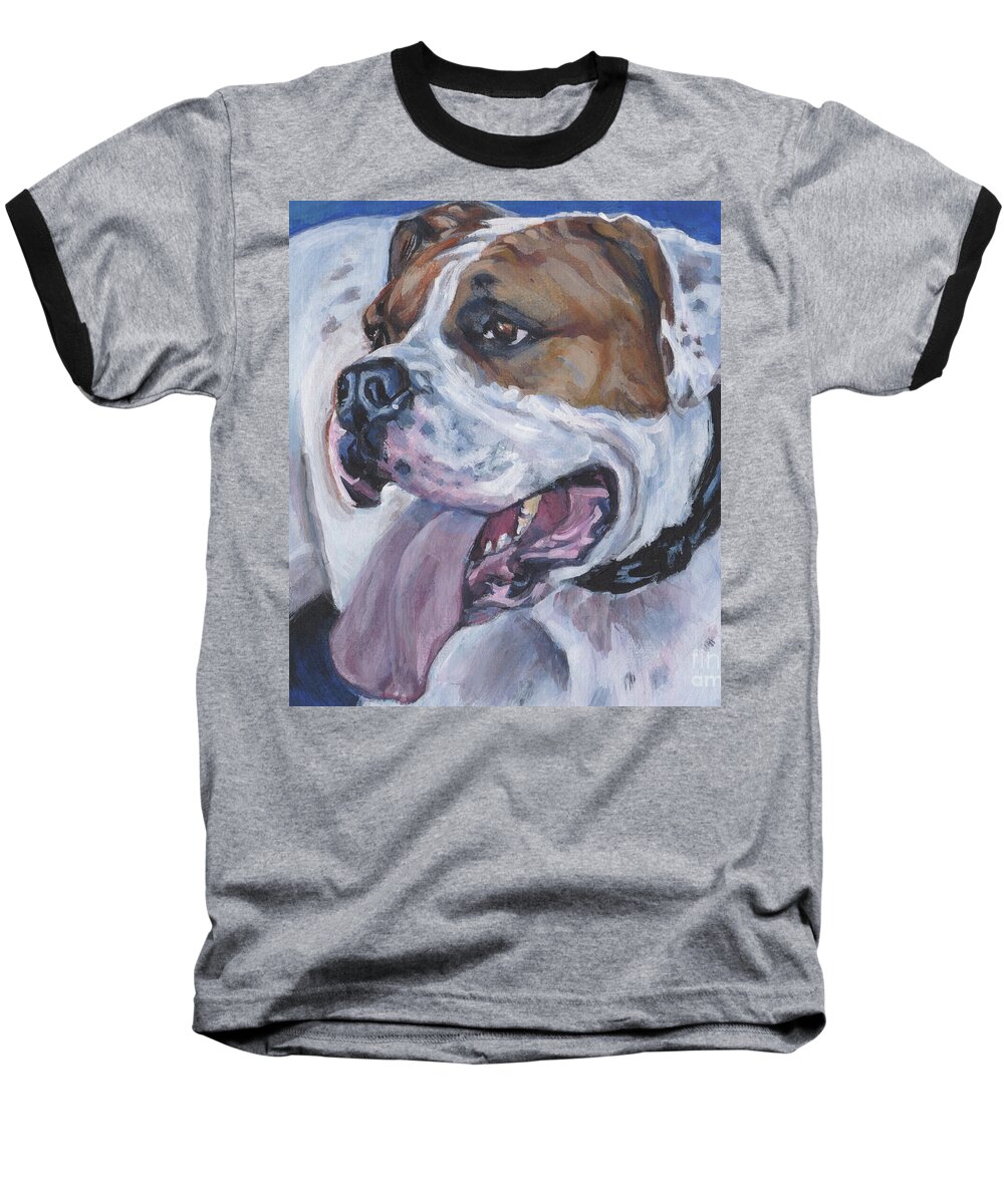 American Bulldog Baseball T-Shirt featuring the painting American Bulldog #1 by Lee Ann Shepard