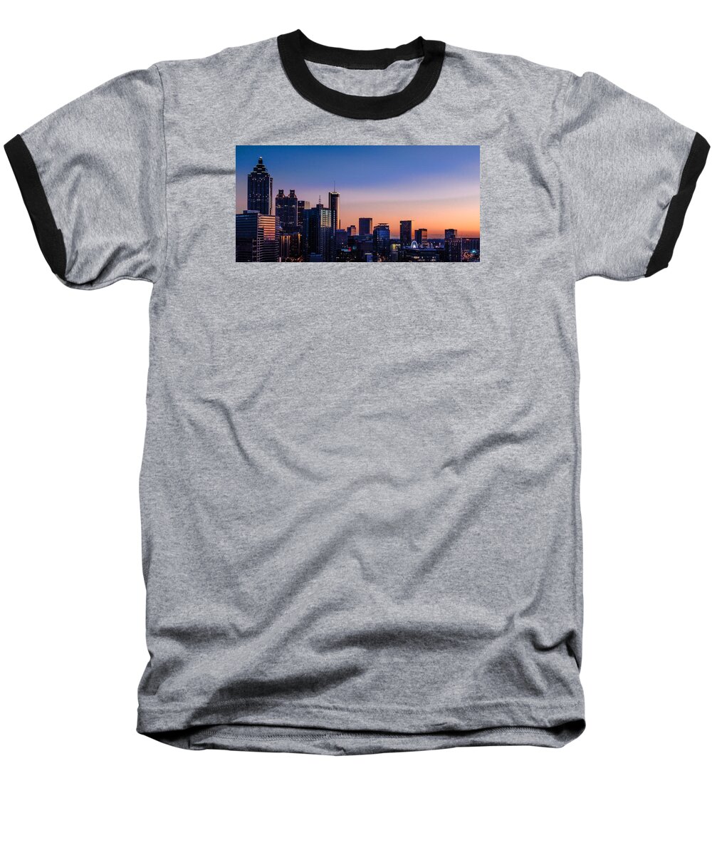 Sunset Baseball T-Shirt featuring the photograph Atlanta Sunset #1 by Mike Dunn
