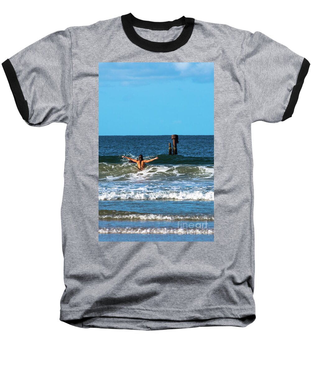 2017 Baseball T-Shirt featuring the photograph Belongil Beach #1 by Andrew Michael