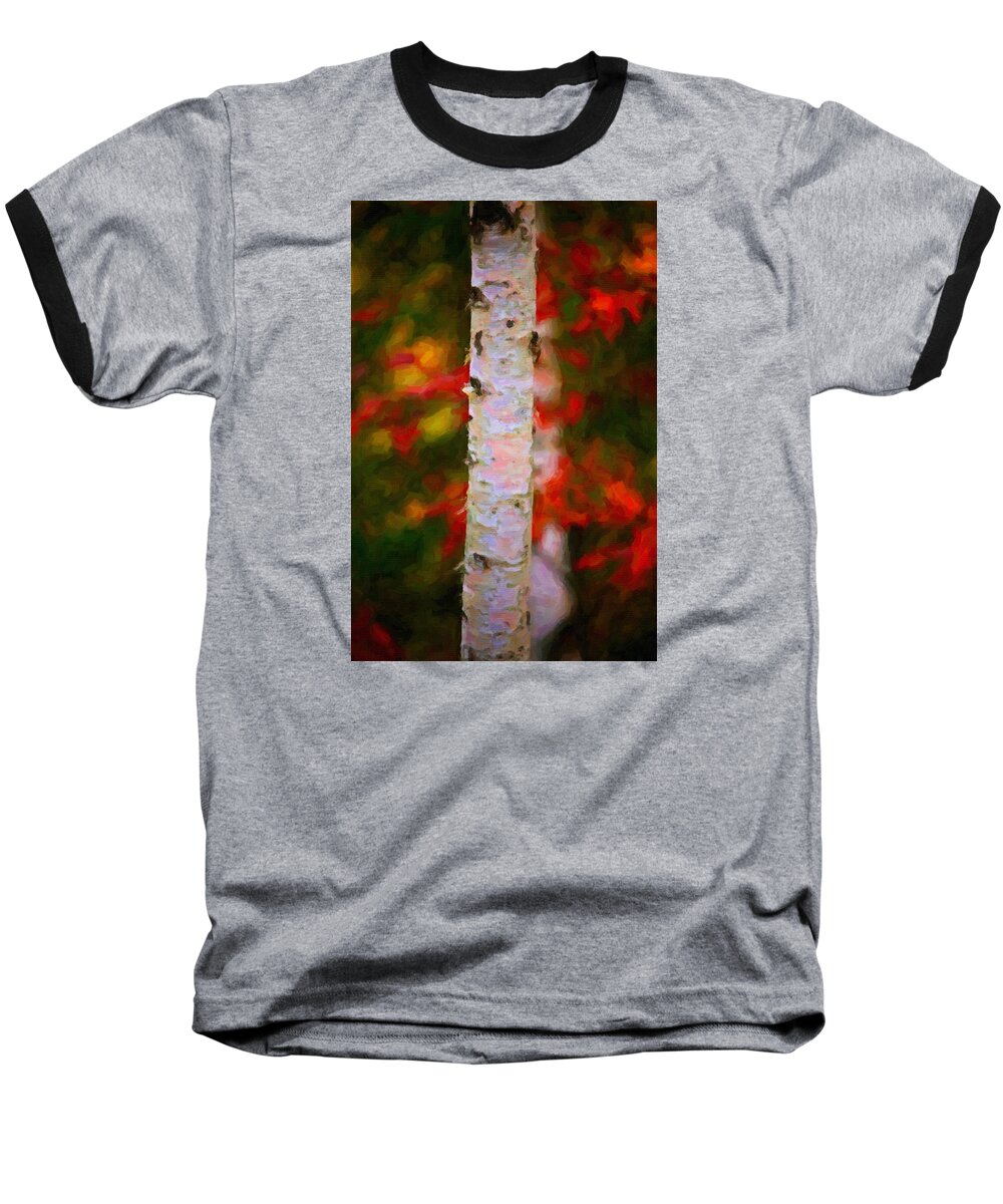 Birch Baseball T-Shirt featuring the painting Birch Tree #1 by Prince Andre Faubert