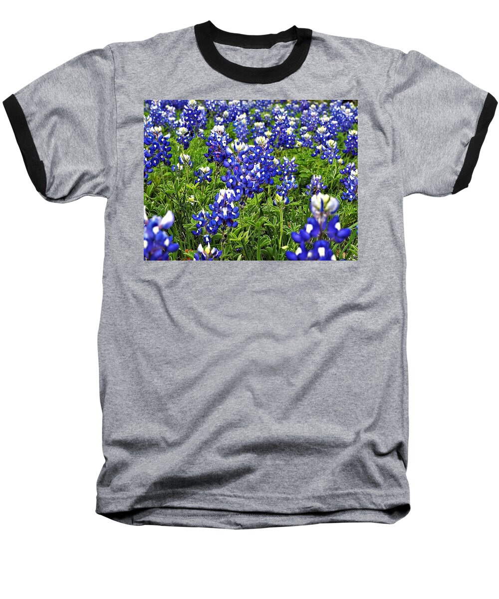 Blue Bonnets Baseball T-Shirt featuring the photograph Blue #1 by Jerry Connally