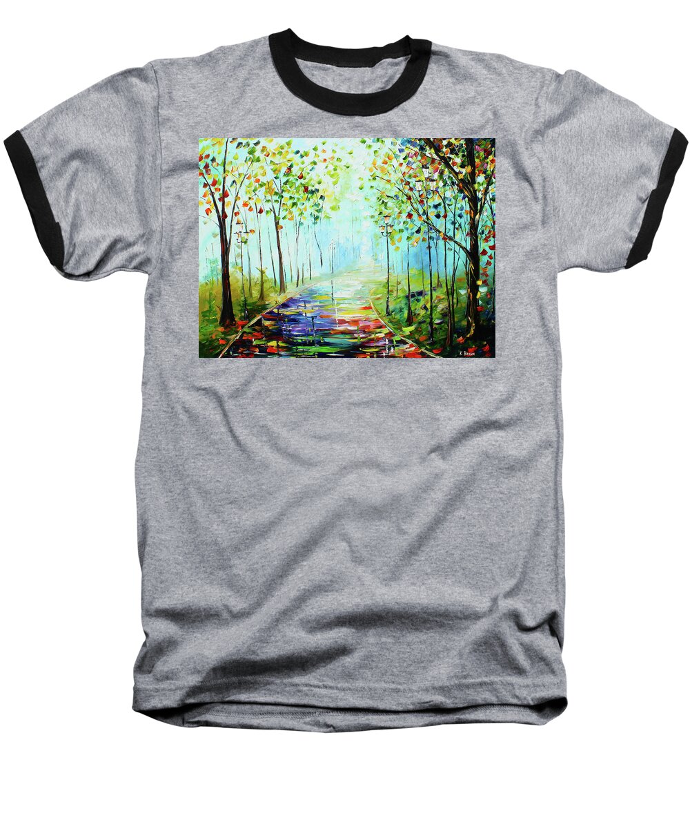 City Paintings Baseball T-Shirt featuring the painting Bright Path #3 by Kevin Brown