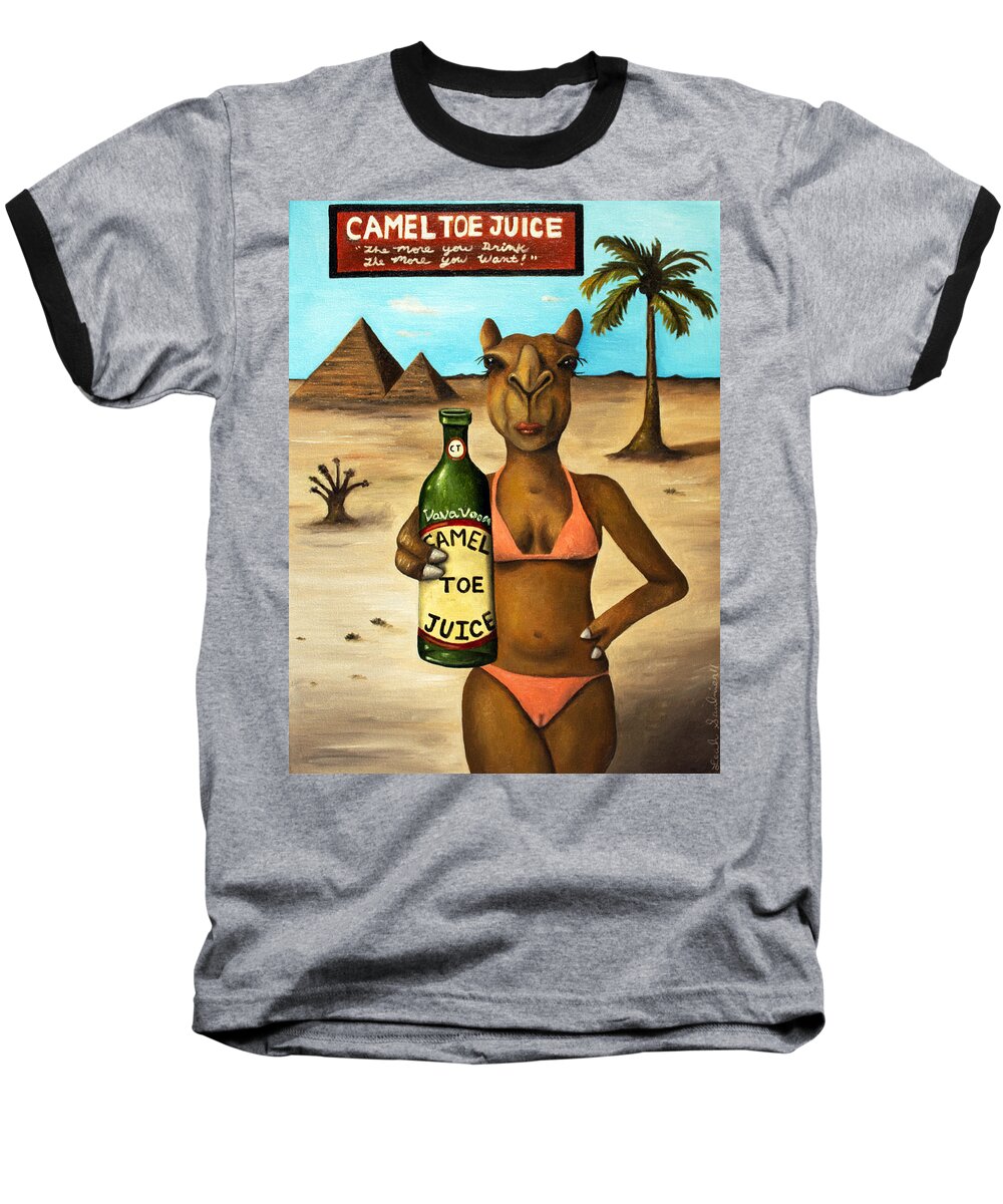 Camel Baseball T-Shirt featuring the painting Camel Toe Juice #1 by Leah Saulnier The Painting Maniac