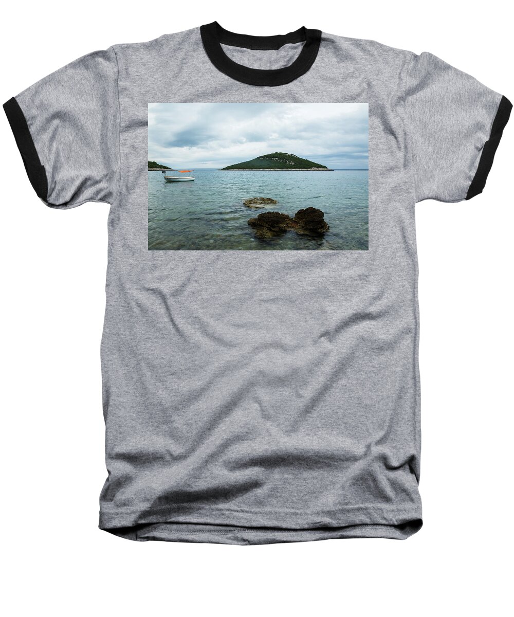 Losinj Baseball T-Shirt featuring the photograph Cunski beach and coastline, Losinj Island, Croatia #1 by Ian Middleton