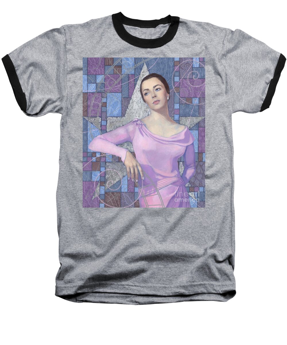Acrylic Baseball T-Shirt featuring the painting Elizabeth Taylor #2 by Julia Khoroshikh