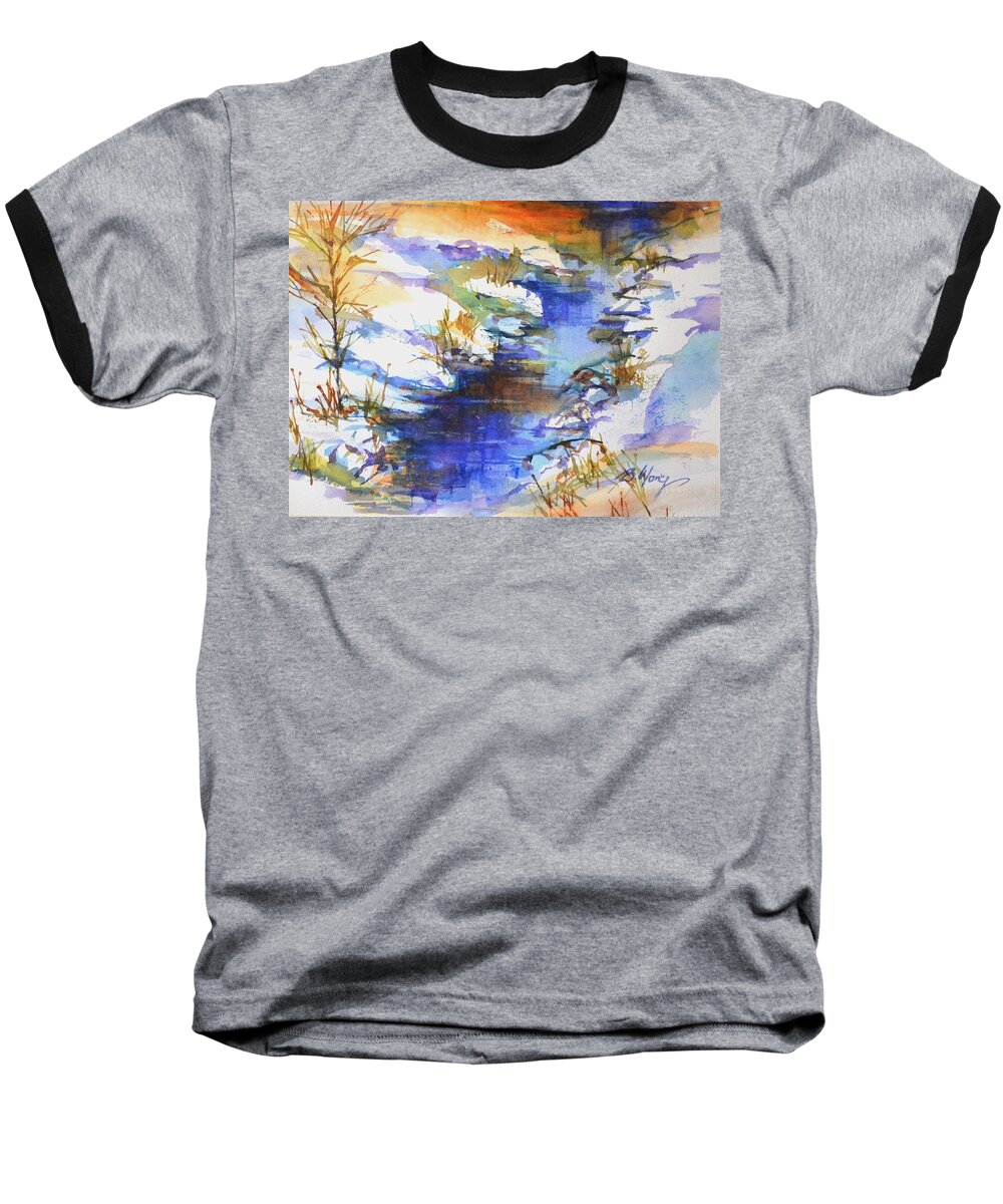 Snowy Baseball T-Shirt featuring the painting For love of winter #3 #2 by Betty M M Wong