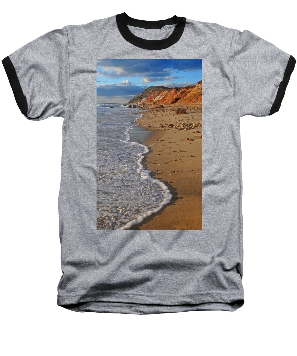 Gayhead Cliffs Baseball T-Shirt featuring the photograph Gayhead Cliffs Marthas Vineyard #1 by Dave Mills