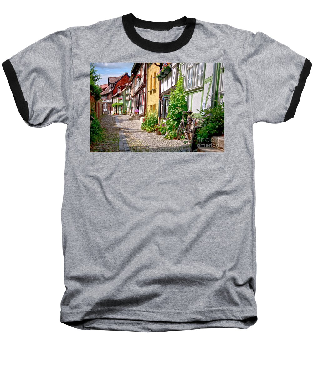 Quedlinburg Baseball T-Shirt featuring the photograph German old village Quedlinburg #2 by Heiko Koehrer-Wagner