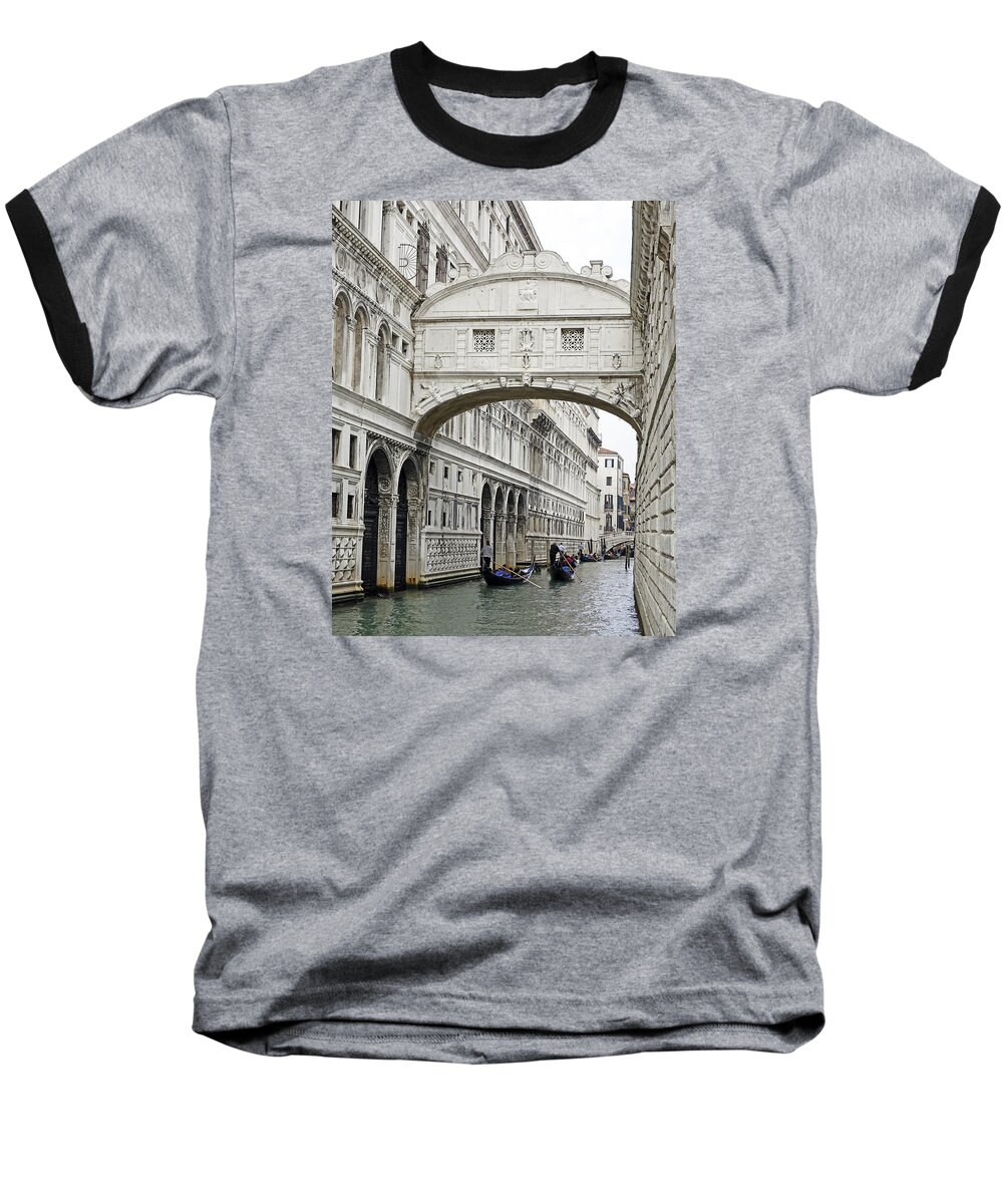 Rio Di Palazzo Baseball T-Shirt featuring the photograph Gondolas Going Under The Bridge Of Sighs In Venice Italy #3 by Rick Rosenshein